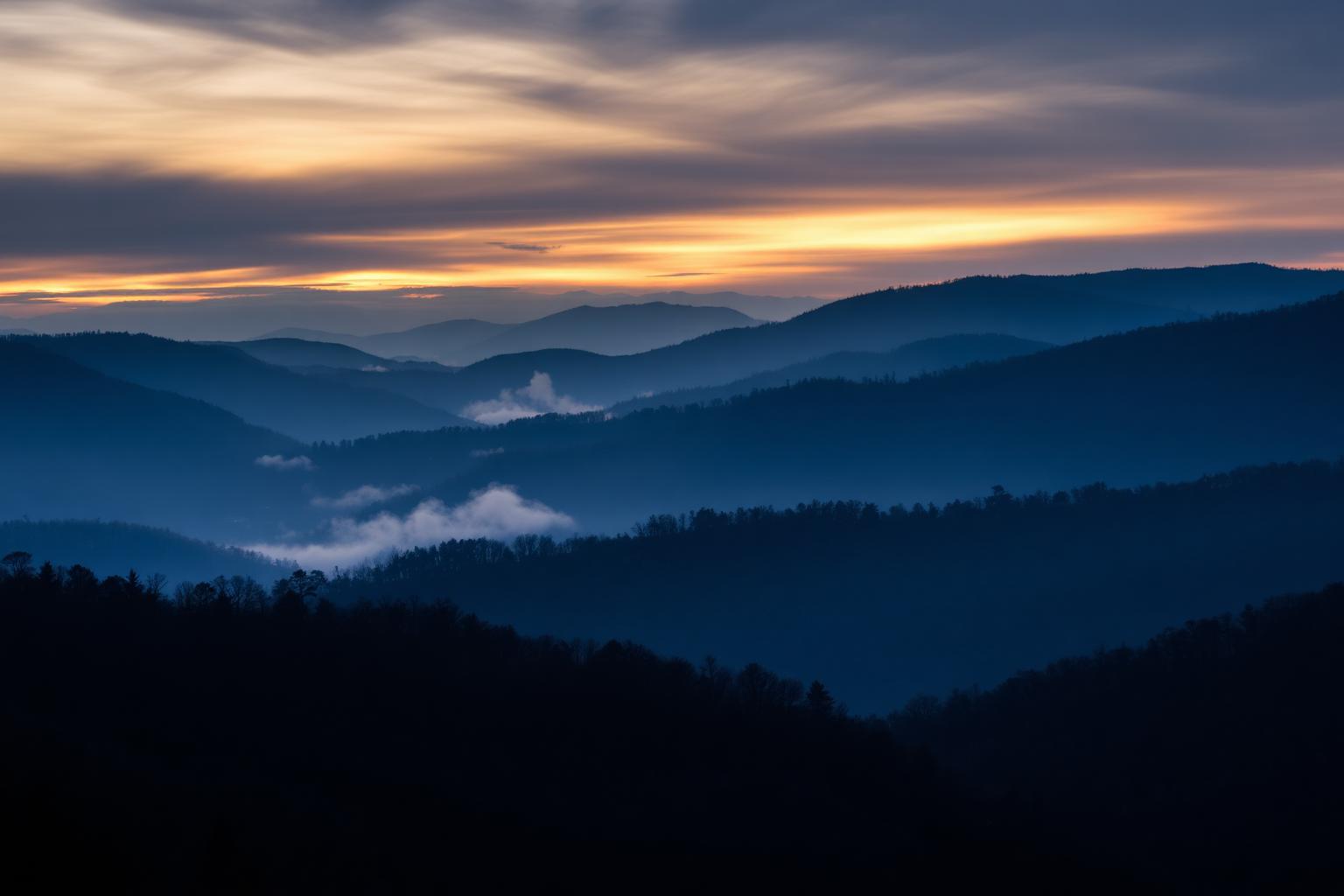 Misty Hudson Valley at golden hour